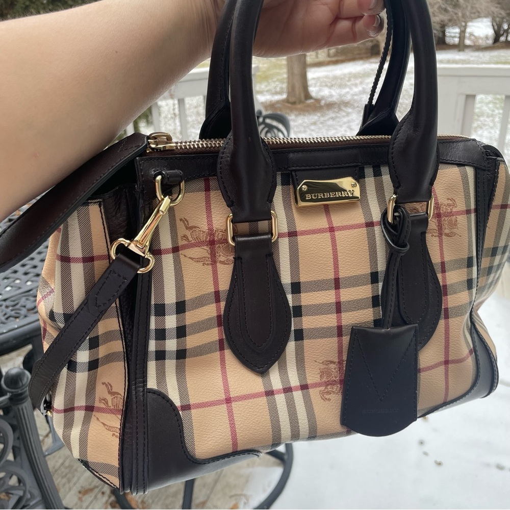 Burberry Haymarket Gladstone tote shoulder bag